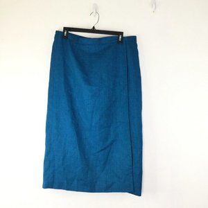 Sag Harbor Skirt Women 16 Petite Blue Faux Wrap Zip Button Closure Knee Length